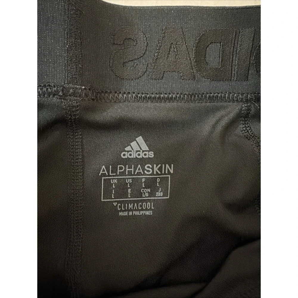 Adidas Alphaskin Climacool Mens Large Black Silver Logo Compression Tights